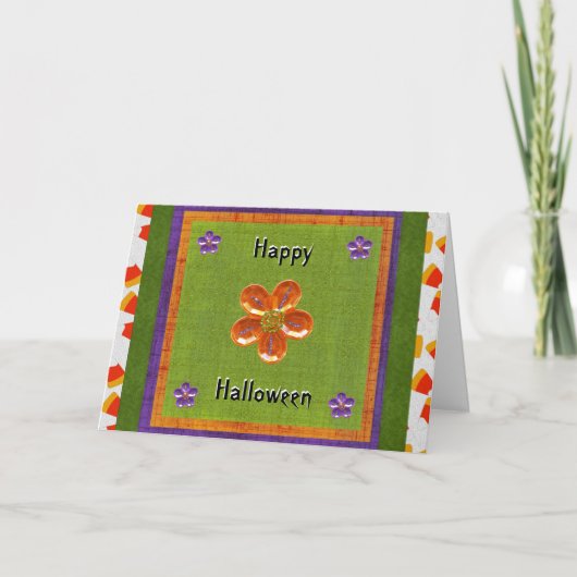 Happy Treat vulde Halloween Candy Corn Glitter Kaart (Voorkant)