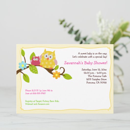 Happy Tree Eigenaar 5x7 Baby shower Uitnodiging (Staand voorkant)