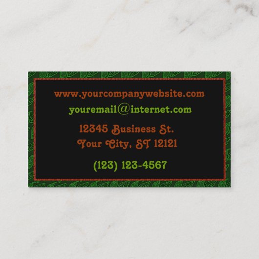 Happy Tree Leaf Green Bark Landscaper Visitekaartje (Achterkant)