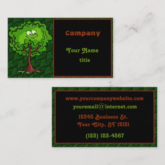 Happy Tree Leaf Green Bark Landscaper Visitekaartje (Voorkant / Achterkant)