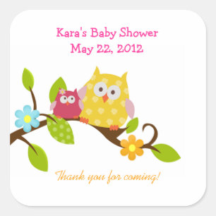 Happy Tree Uilen Woodland SQUARE Favor Sticker