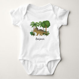 Happy Triceratops dinosaurus met bomen en Planten Romper