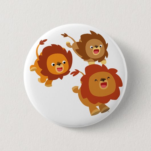 Happy Trio van Cute Cartoon Lions Button Badge (Voorkant)