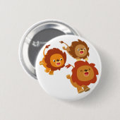 Happy Trio van Cute Cartoon Lions Button Badge (Voorkant /achterkant)