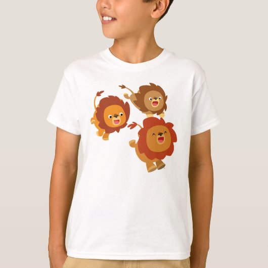 Happy Trio van Cute Cartoon Lions Children T-Shirt (Voorkant)