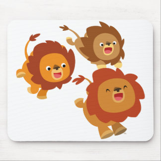 Happy Trio van Cute Cartoon Lions Mousepad Muismat