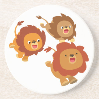 Happy Trio van Cute Cartoon Lions Onderzetter
