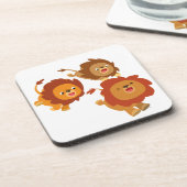 Happy Trio van Cute Cartoon Lions Onderzetters set (Linkerzijde)