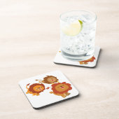 Happy Trio van Cute Cartoon Lions Onderzetters set (Rechterzijde)