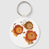 Happy Trio van Cute Cartoon Lions Sleutelhanger (Voorkant)