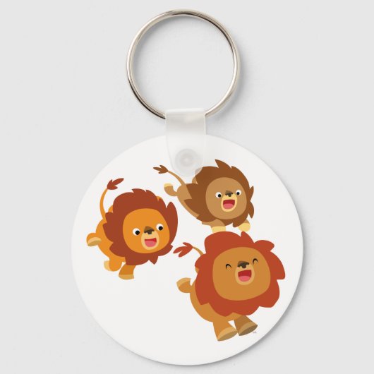 Happy Trio van Cute Cartoon Lions Sleutelhanger (Voorkant)