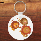 Happy Trio van Cute Cartoon Lions Sleutelhanger (Voorkant)