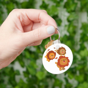Happy Trio van Cute Cartoon Lions Sleutelhanger