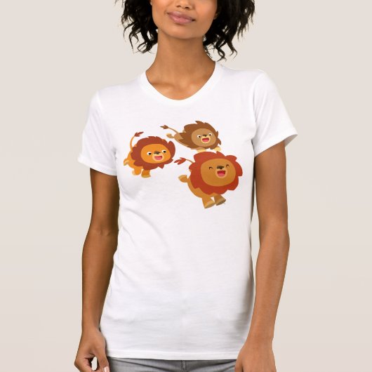 Happy Trio van Cute Cartoon Lions Women T-Shirt (Voorkant)