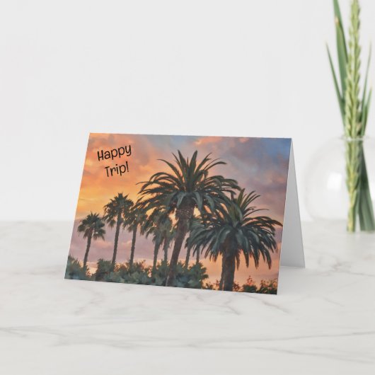 Happy Trip Vakantie Palm Trees Art Kaart (Voorkant)
