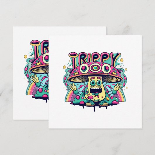 Happy Trippy Mushroom Kaart (Voorkant / Achterkant)