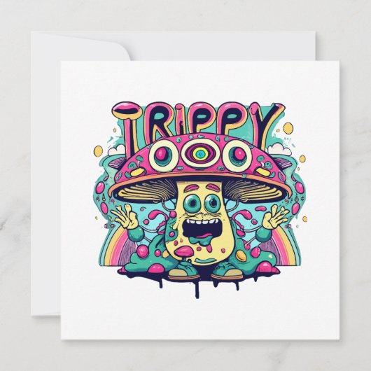 Happy Trippy Mushroom Kaart (Achterkant)