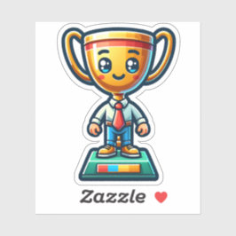 Happy Trophy-Sticker voor zakelijke en financiële  Sticker