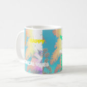 Happy Tropical Vibes Palm Trees Mok Cup (Voorkant links)