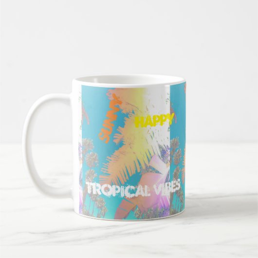 Happy Tropical Vibes Palm Trees Mok Cup (Links)