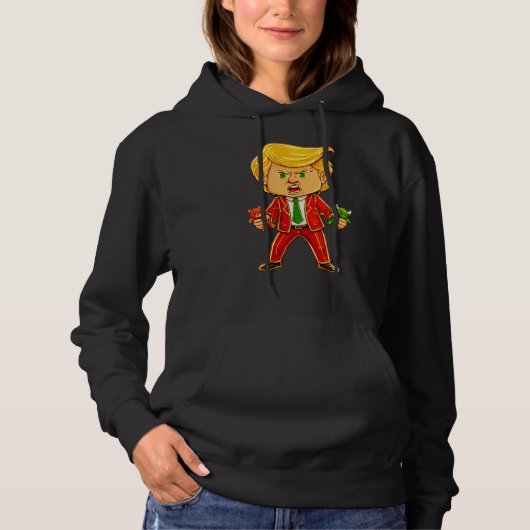 Happy Trump Funny Trump Bull Bear Trump Meme Chibi Hoodie (Voorkant)