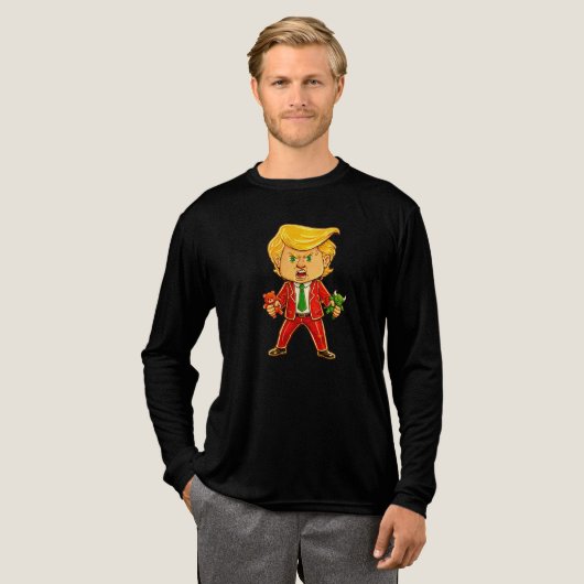 Happy Trump Funny Trump Bull Bear Trump Meme Chibi Tri-Blend Shirt (Voorkant)