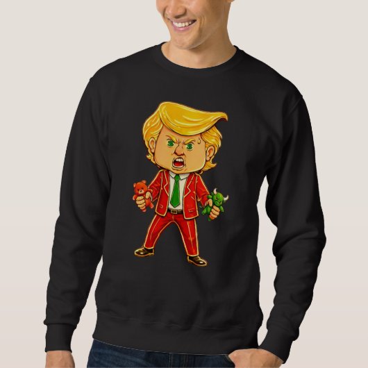 Happy Trump Funny Trump Bull Bear Trump Meme Chibi Trui (Voorkant)