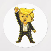 Happy Trump, Funny Trump, Funny Meme Chibi Cartoon Labels (Design 2)