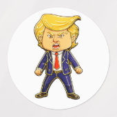 Happy Trump, Funny Trump, Funny Meme Chibi Cartoon Labels (Design 1)