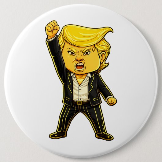 Happy Trump Lapelle Fight Fight Chibi Cartoon Meme Ronde Button 6,0 Cm (Voorkant)