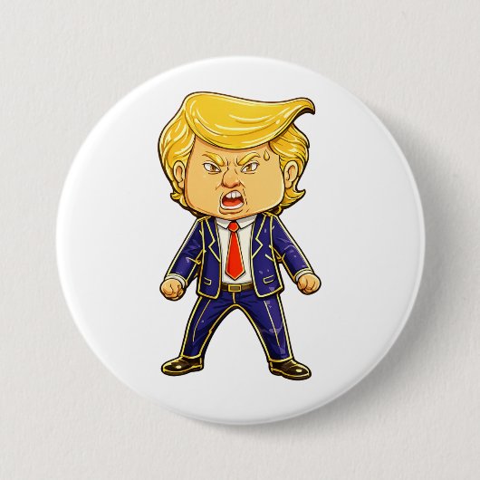 Happy Trump Pin Meme Angry Trump Pop Art Ronde Button 7,6 Cm (Voorkant)
