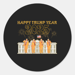 Happy Trump Year Party 2025 Witte Huis nieuwe pres Ronde Sticker
