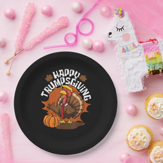 Happy Trumpsgiving Funny Thanksgiving Trumpkin Ver Papieren Bordje (Feest)