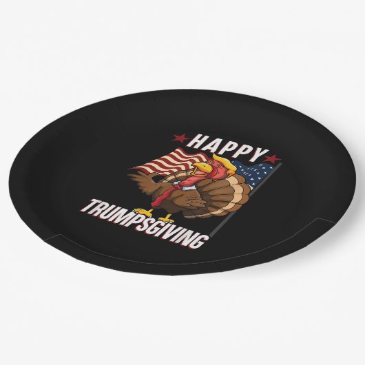 Happy Trumpsgiving Funny Thanksgiving Turkije Trum Papieren Bordje (Gekanteld)
