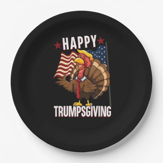 Happy Trumpsgiving Funny Thanksgiving Turkije Trum Papieren Bordje (Voorkant)