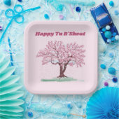 Happy Tu B'shvat / Bishvat Pink Tree Papieren Bordje (Feest)