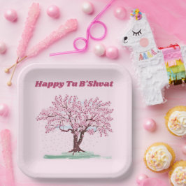 Happy Tu B'shvat / Bishvat Pink Tree Papieren Bordje