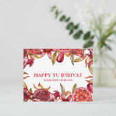 Happy Tu B'shvat Waterverf Pomegranate Feestdagenkaart (Staand voorkant)