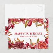 Happy Tu B'shvat Waterverf Pomegranate Feestdagenkaart (Voorkant / Achterkant)
