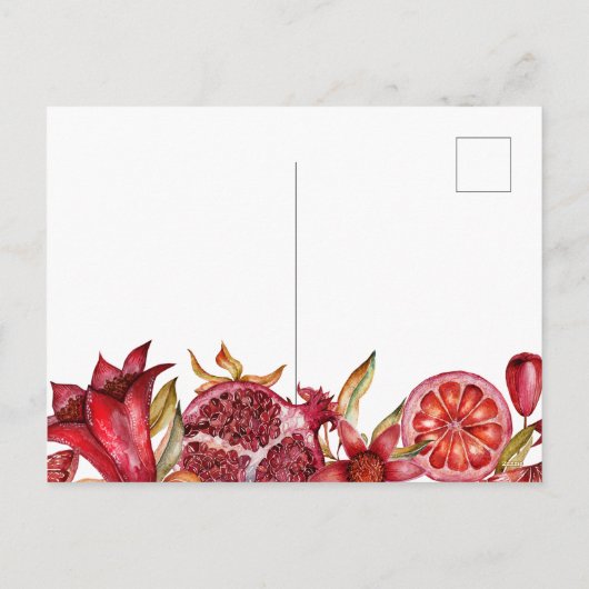 Happy Tu B'shvat Waterverf Pomegranate Feestdagenkaart (Achterkant)