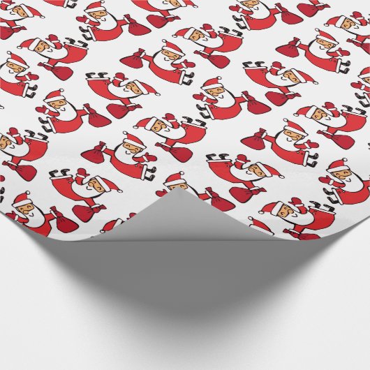 Happy Tumbling Santa Pattern Cadeaupapier (Hoek)