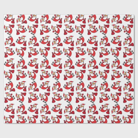 Happy Tumbling Santa Pattern Cadeaupapier (Vlak)