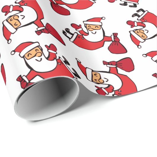Happy Tumbling Santa Pattern Cadeaupapier (Rol Hoek)