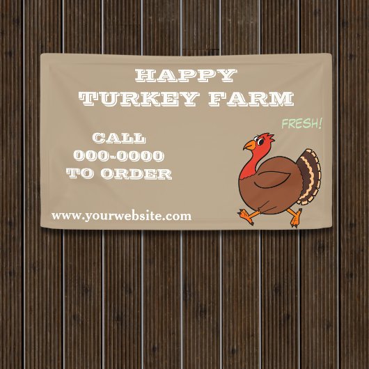 Happy Turkey Boerderij Vogels Te Koop Bruin Bedrij Spandoek