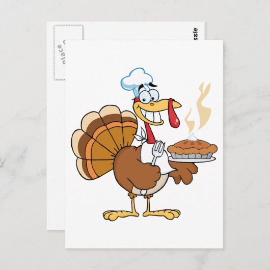 Happy Turkey Chef met Pie Briefkaart (Voorkant / Achterkant)
