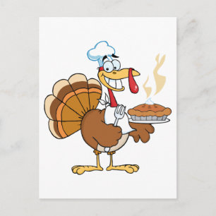 Happy Turkey Chef met Pie Briefkaart