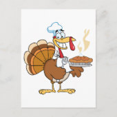 Happy Turkey Chef met Pie Briefkaart (Voorkant)