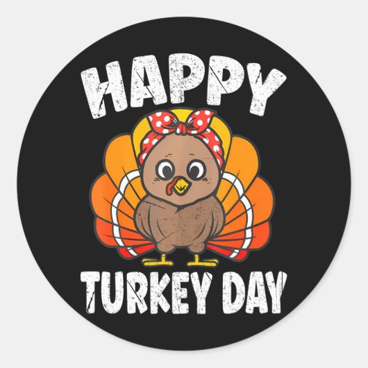 Happy Turkey Day 2023 Thanksgiving dag herfst Ronde Sticker (Voorkant)