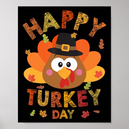 Happy Turkey Day 2024 Herfst Herfst Thanksgiving F Poster (Voorkant)