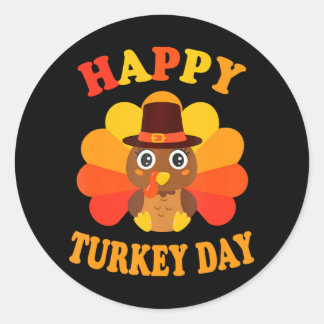 Happy Turkey Day Baby Thanksgiving Toddler Ronde Sticker